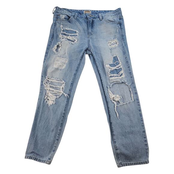 Hart Denim Jeans 29 Stone Wash Bleached Ripped Destroyed Distressed Preppy - Picture 1 of 16